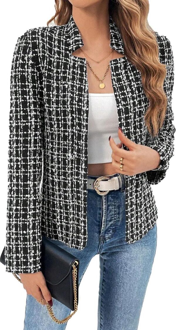 2024 Womens' Cardigan Blazers Notched Fully Lined Casual Fashion Elegant Work Office Jackets - Image 3