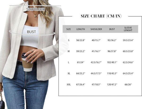 2024 Womens' Cardigan Blazers Notched Fully Lined Casual Fashion Elegant Work Office Jackets - Image 6