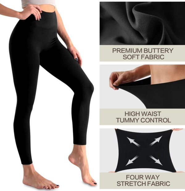 3 Pack Leggings for Women-No See-Through High Waisted Tummy Control Yoga Pants Workout Running Legging - Image 5