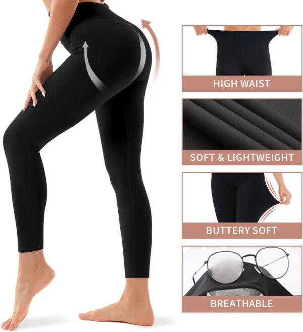 4 Pack Leggings for Women Butt Lift High Waisted Tummy Control No See-Through Yoga Pants Workout Running Leggings - Image 5