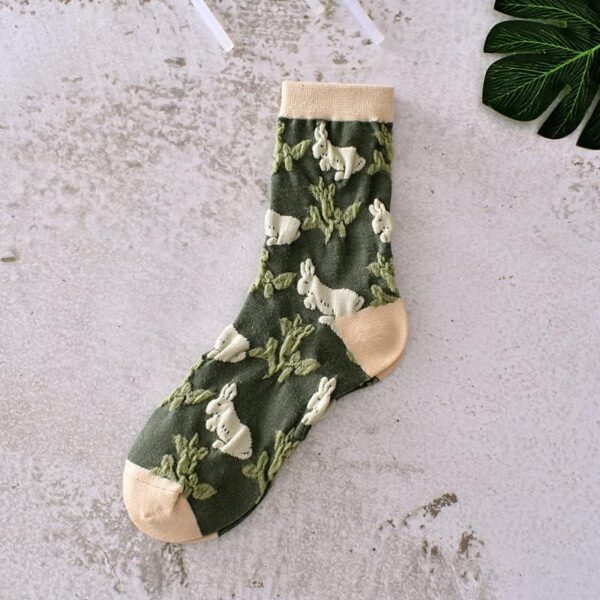 5 Pairs Womens Floral Cute Socks Vintage Embroidered Plant Socks for Women Teens Cotton Cozy Ankle Sock - Image 8