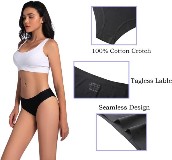 6 Pack Women's Invisible Seamless Bikini Underwear Half Back Coverage Panties - Image 5