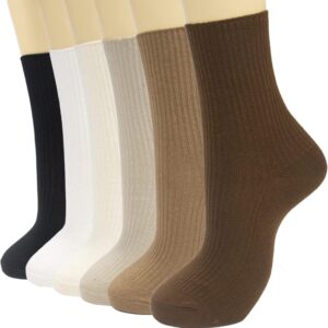 6 Pairs Japanese Aesthetic Cute Athletic Soft Socks for Women and Girls, Ankle Crew Stretch Neutral Socks