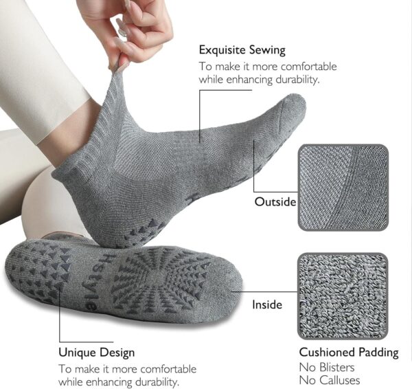 6 Pairs of Yoga Socks with Grips for Women and Men,Ideal for Ballet,Barefoot Workout,Pilates Grip Socks Non Slip Socks - Image 2