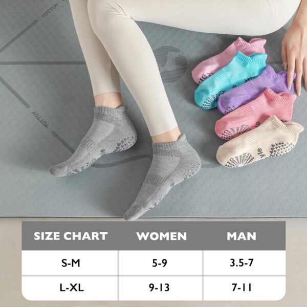 6 Pairs of Yoga Socks with Grips for Women and Men,Ideal for Ballet,Barefoot Workout,Pilates Grip Socks Non Slip Socks - Image 5