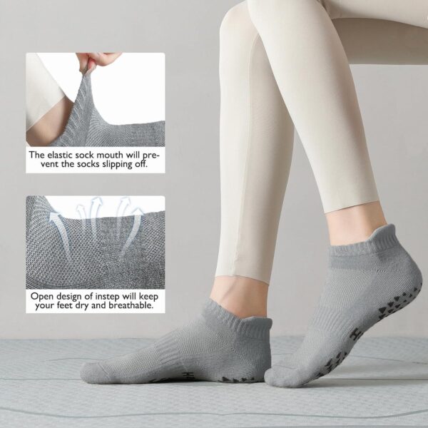 6 Pairs of Yoga Socks with Grips for Women and Men,Ideal for Ballet,Barefoot Workout,Pilates Grip Socks Non Slip Socks - Image 3