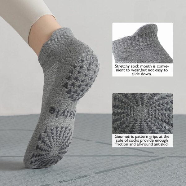 6 Pairs of Yoga Socks with Grips for Women and Men,Ideal for Ballet,Barefoot Workout,Pilates Grip Socks Non Slip Socks - Image 4