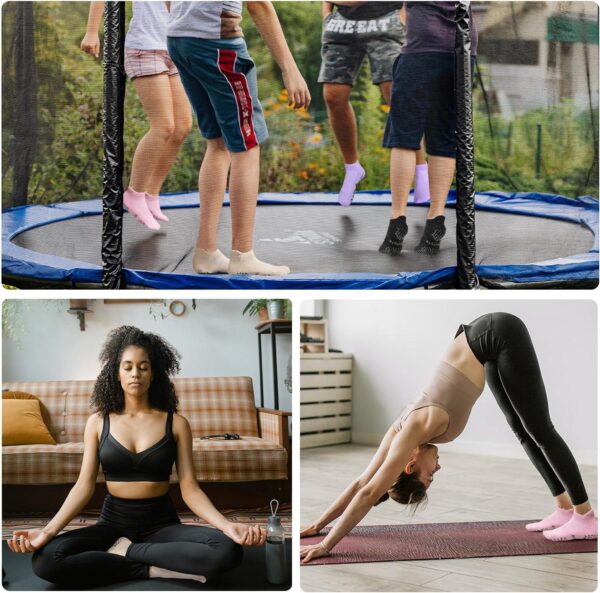 6 Pairs of Yoga Socks with Grips for Women and Men,Ideal for Ballet,Barefoot Workout,Pilates Grip Socks Non Slip Socks - Image 7