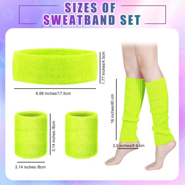 80s Women Neon Leg Warmers Set Holographic Fanny Pack Knit Leg Warmers Headband Wristbands for Yoga Running Hiking - Image 6