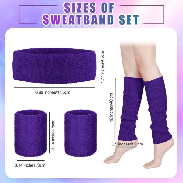 80s Women Neon Leg Warmers Set Holographic Fanny Pack Knit Leg Warmers Headband Wristbands for Yoga Running Hiking - Image 4
