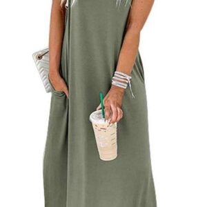 ANRABESS Women Casual Loose Sundress Sleeveless Split Maxi Long Beach Shirt Dress Travel Vacation 2024 Summer Outfits