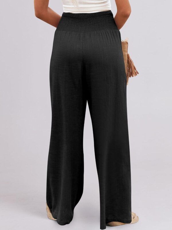 ANRABESS Women Linen Palazzo Pants Summer Boho Wide Leg High Waist Casual Lounge Pant 2024 Beach Travel Vacation Outfits - Image 8