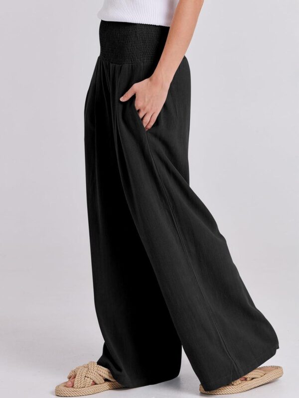 ANRABESS Women Linen Palazzo Pants Summer Boho Wide Leg High Waist Casual Lounge Pant 2024 Beach Travel Vacation Outfits - Image 7