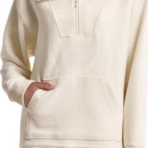 ANRABESS Women Oversized Sweatshirts High Neck Quarter Zip Pullover Tunic Tops Half Zip Knit Hoodies 2024 Fall Outfits Trendy