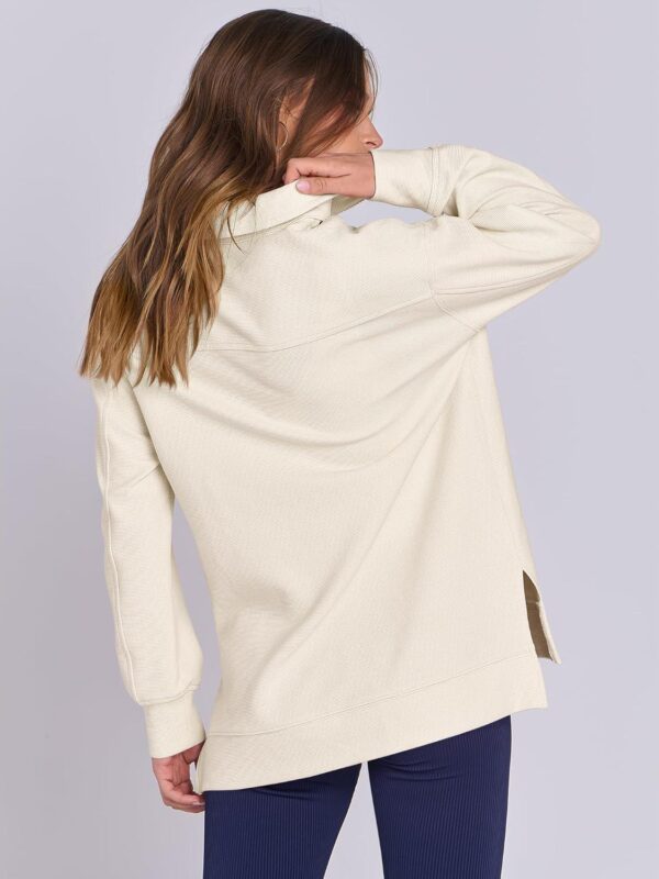 ANRABESS Women Oversized Sweatshirts High Neck Quarter Zip Pullover Tunic Tops Half Zip Knit Hoodies 2024 Fall Outfits Trendy - Image 4