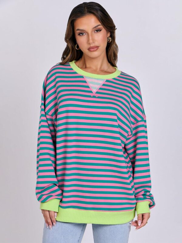 ANRABESS Women Striped Oversized Sweatshirt Long Sleeve Crewneck Hoodies Shirts 2024 Fall Pullover Top Trendy Preppy Clothes - Image 7