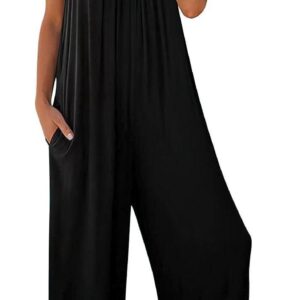 ANRABESS Women Summer Casual Sleeveless Spaghetti Strap Boho Wide Leg Jumpsuits Rompers Dressy 2024 Trendy Outfits Clothes