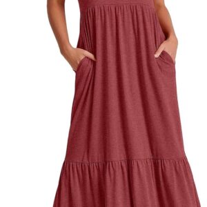ANRABESS Women Summer Casual Sleeveless Crewneck Sundress Aline Flowy Tiered Maxi Long Beach Dress Vacation Outfits