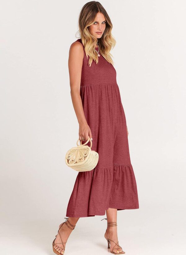 ANRABESS Women Summer Casual Sleeveless Crewneck Sundress Aline Flowy Tiered Maxi Long Beach Dress Vacation Outfits - Image 2