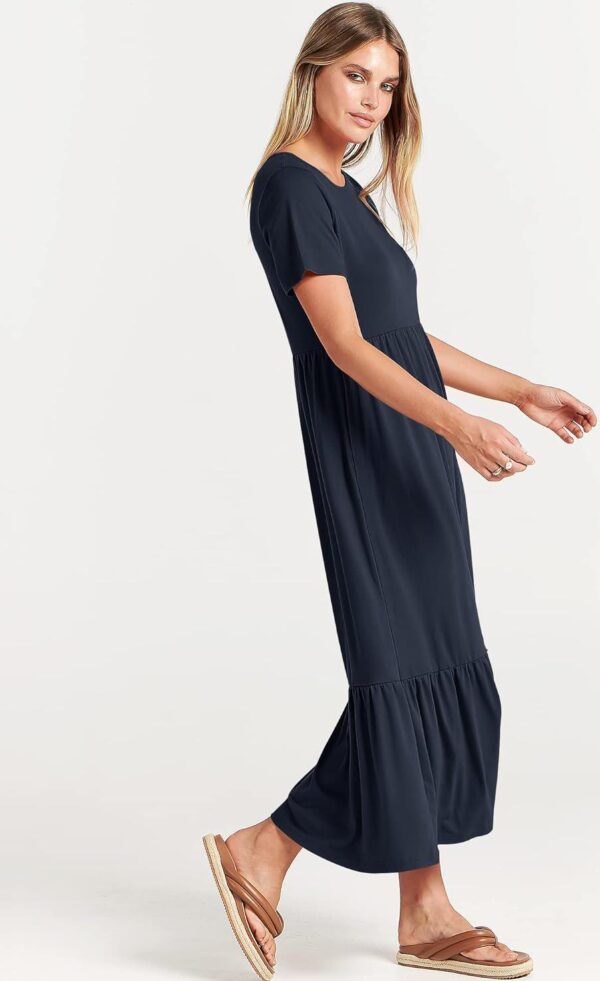 ANRABESS Women Summer Casual Short Sleeve Crewneck Aline Swing Flowy Tiered Shirt Maxi Beach Long Dress 2024 Trendy Outfits - Image 4