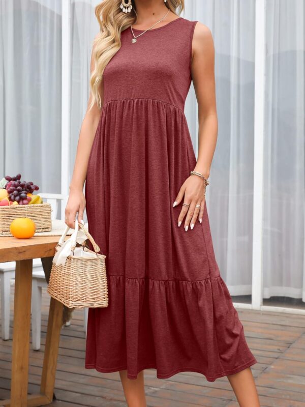 ANRABESS Women Summer Casual Sleeveless Crewneck Sundress Aline Flowy Tiered Maxi Long Beach Dress Vacation Outfits - Image 4