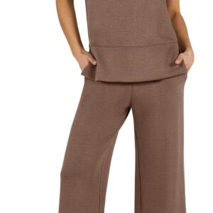 ANRABESS Women's 2 Piece Sets Summer Outfits Sleeveless Wide Leg Tracksuits Casual Sweat Sets Lounge Sweatsuits