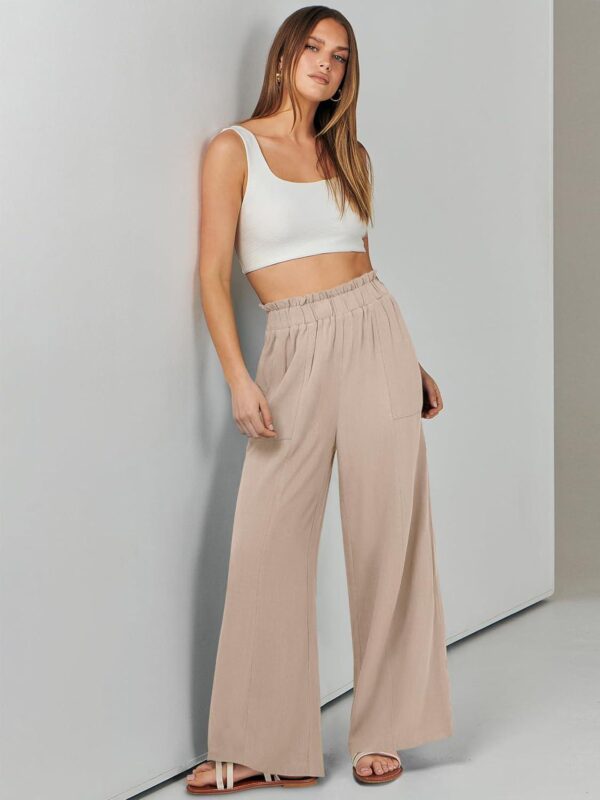 ANRABESS Women's Linen Pants 2024 Summer Casual Loose High Waist Palazzo Pants Spring Flowy Wide Leg Beach Trousers Outfits - Image 6