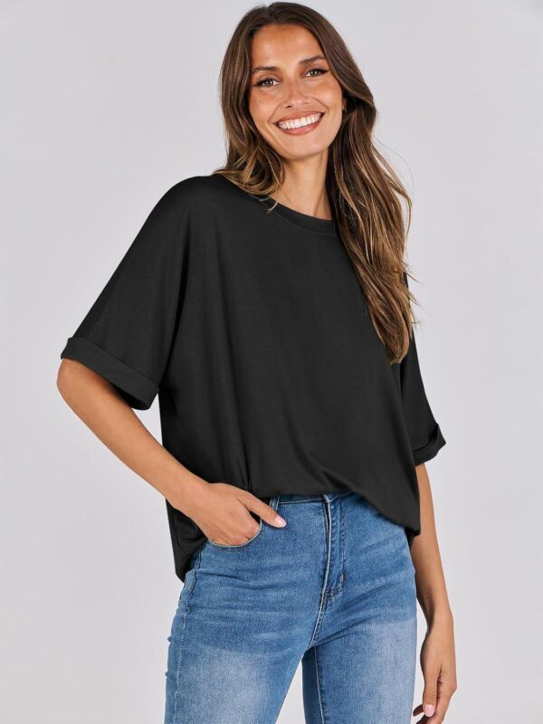 ANRABESS Women's Oversized T Shirts Short Sleeve Crewneck Summer Tops Casual Loose Basic Tee Shirts 2024 Trendy Clothes - Image 8