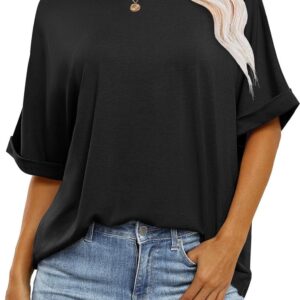 ANRABESS Women's Oversized T Shirts Short Sleeve Crewneck Summer Tops Casual Loose Basic Tee Shirts 2024 Trendy Clothes