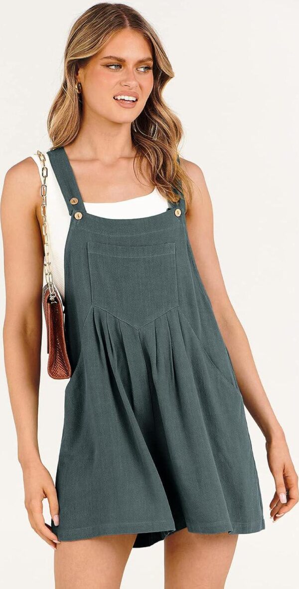 ANRABESS Women's Summer Casual Rompers Bib Short Overalls Loose Linen Jumpsuit Beach Outfits Travel Vacation Clothes - Image 2