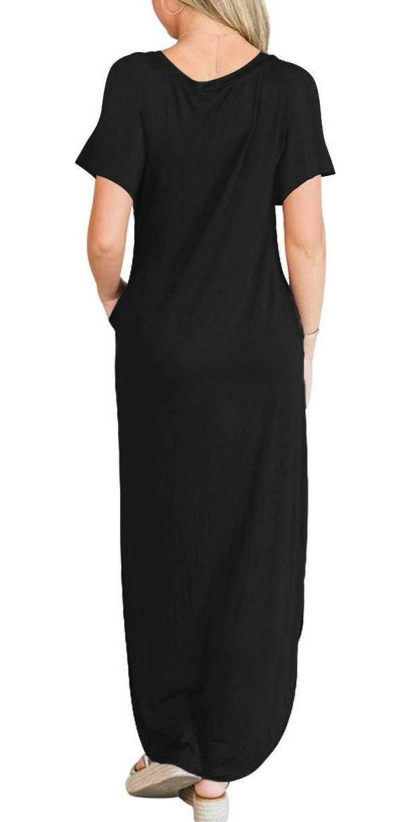 ANRABESS Women's Summer Casual Loose Short Sleeve Long T Shirt Dress Split Maxi Beach Sundress Travel Vacation Outfits - Image 4