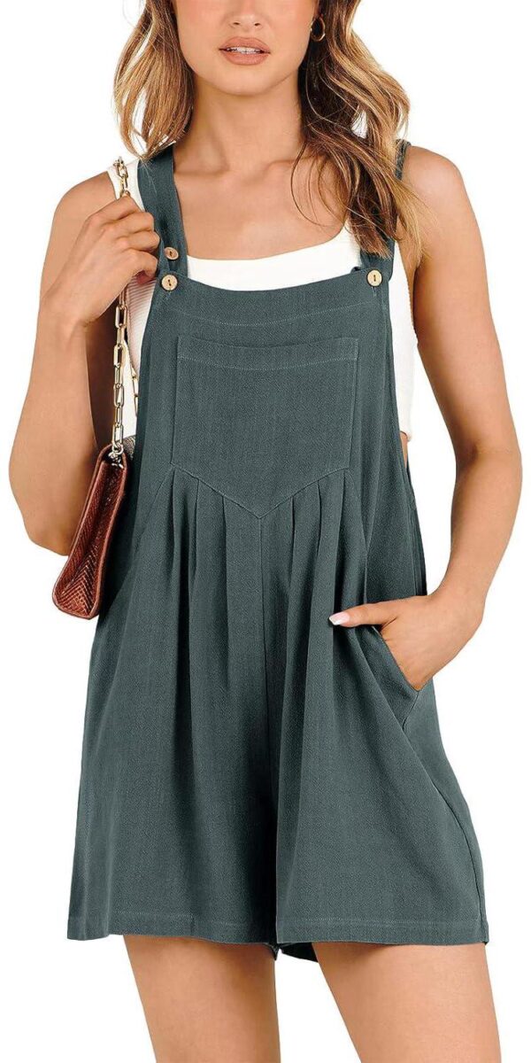 ANRABESS Women's Summer Casual Rompers Bib Short Overalls Loose Linen Jumpsuit Beach Outfits Travel Vacation Clothes