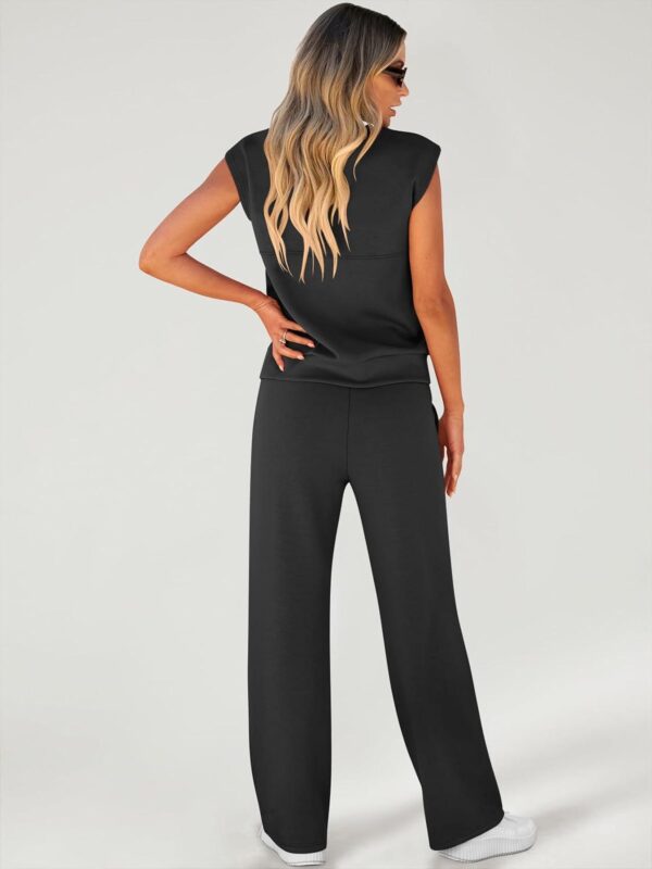 ANRABESS Women's Summer 2 Piece Outfits Casual Sleeveless Sweatsuits Matching Wide Leg Tracksuits Lounge Sets Fashion Clothes - Image 3