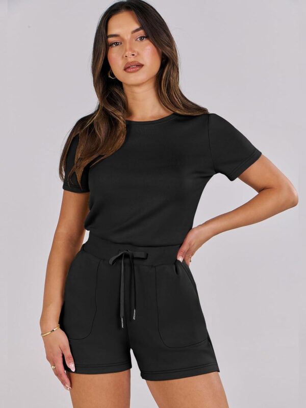 ANRABESS Women's Summer Casual Dressy Short Sleeve Tshirt One Piece Rompers Jumpsuit Beach Travel Vacation Outfits 2024 - Image 2