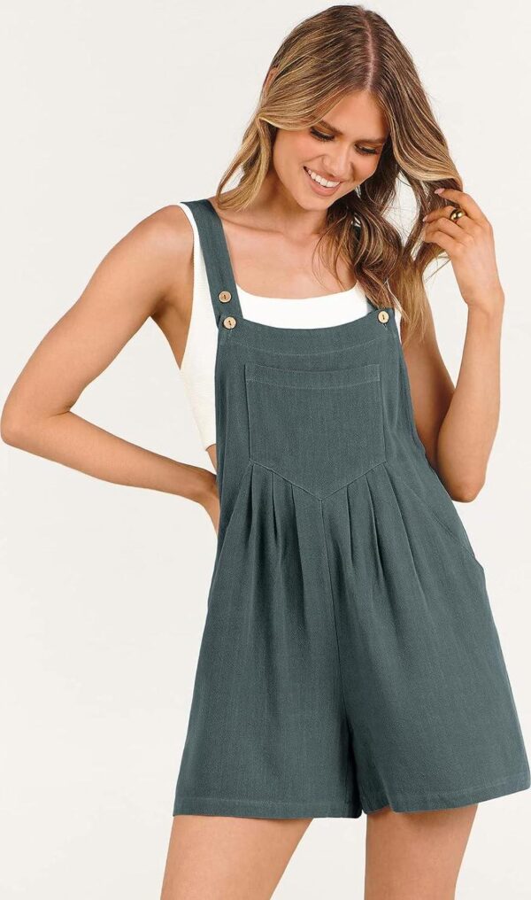 ANRABESS Women's Summer Casual Rompers Bib Short Overalls Loose Linen Jumpsuit Beach Outfits Travel Vacation Clothes - Image 7