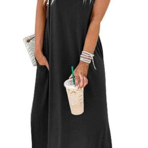 ANRABESS Women's Summer Casual Loose Short Sleeve Long T Shirt Dress Split Maxi Beach Sundress Travel Vacation Outfits