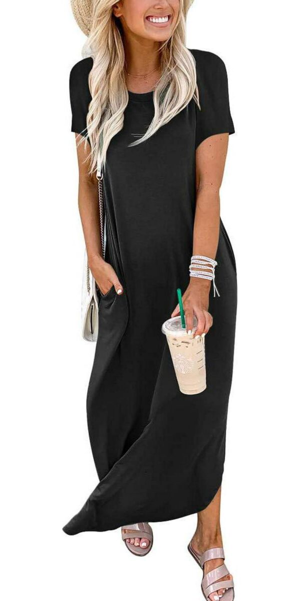 ANRABESS Women's Summer Casual Loose Short Sleeve Long T Shirt Dress Split Maxi Beach Sundress Travel Vacation Outfits - Image 2