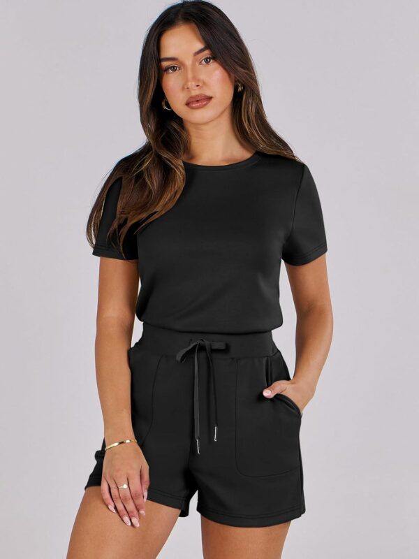 ANRABESS Women's Summer Casual Dressy Short Sleeve Tshirt One Piece Rompers Jumpsuit Beach Travel Vacation Outfits 2024 - Image 8