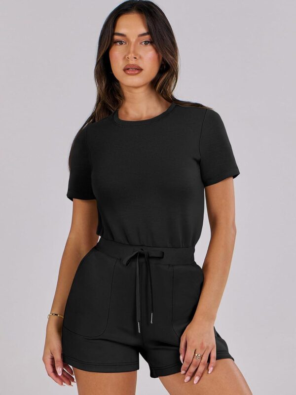 ANRABESS Women's Summer Casual Dressy Short Sleeve Tshirt One Piece Rompers Jumpsuit Beach Travel Vacation Outfits 2024 - Image 3