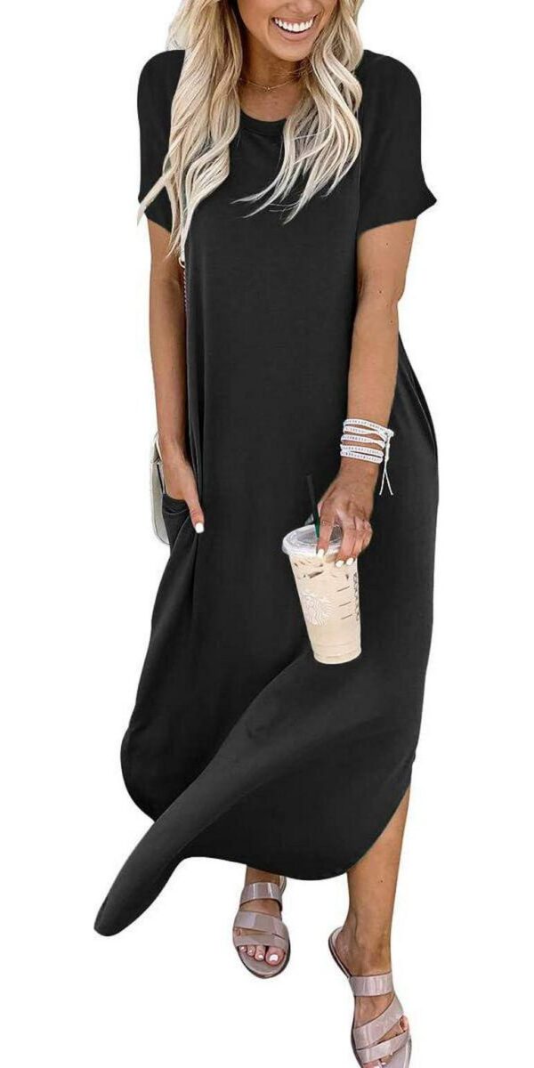ANRABESS Women's Summer Casual Loose Short Sleeve Long T Shirt Dress Split Maxi Beach Sundress Travel Vacation Outfits - Image 5