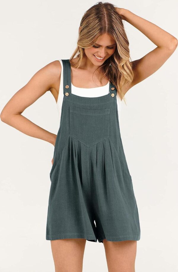 ANRABESS Women's Summer Casual Rompers Bib Short Overalls Loose Linen Jumpsuit Beach Outfits Travel Vacation Clothes - Image 9