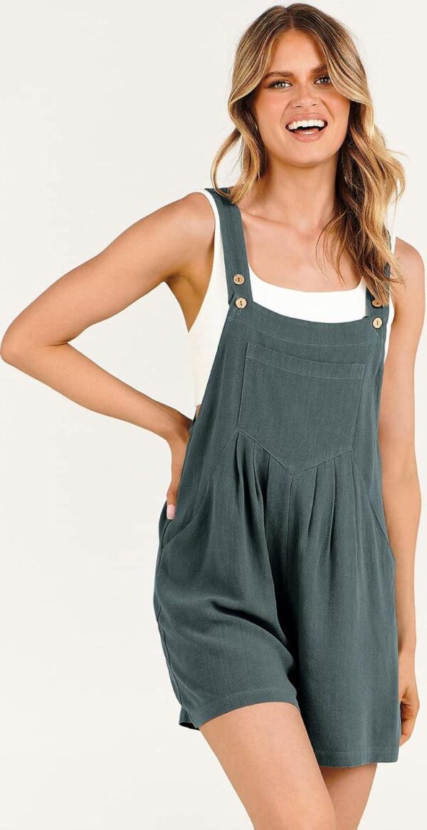 ANRABESS Women's Summer Casual Rompers Bib Short Overalls Loose Linen Jumpsuit Beach Outfits Travel Vacation Clothes - Image 5