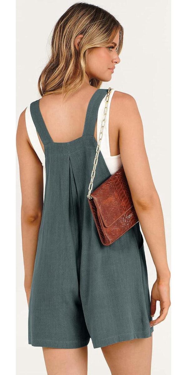 ANRABESS Women's Summer Casual Rompers Bib Short Overalls Loose Linen Jumpsuit Beach Outfits Travel Vacation Clothes - Image 3