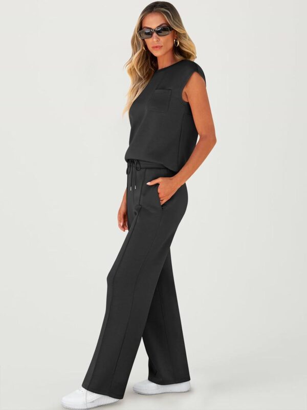 ANRABESS Women's Summer 2 Piece Outfits Casual Sleeveless Sweatsuits Matching Wide Leg Tracksuits Lounge Sets Fashion Clothes - Image 2