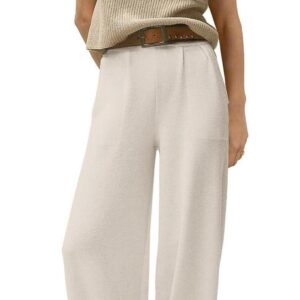 ANRABESS Women's Two Piece Outfits Knit Sweater Pullover Crop Top and Pants Lounge Matching Tracksuit Sweatsuit Sets