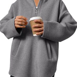 ANRABESS Womens Oversized Hoodie Sweatshirts Half Zip Sweaters Pullover 2024 Fall Tunic Top Trendy Teen Girls Preppy Clothes