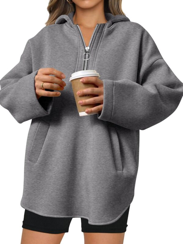 ANRABESS Womens Oversized Hoodie Sweatshirts Half Zip Sweaters Pullover 2024 Fall Tunic Top Trendy Teen Girls Preppy Clothes