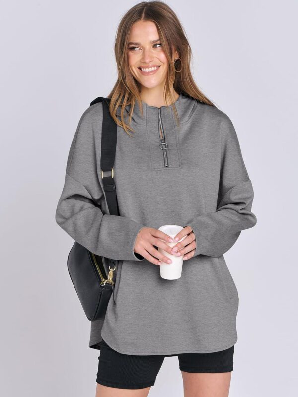 ANRABESS Womens Oversized Hoodie Sweatshirts Half Zip Sweaters Pullover 2024 Fall Tunic Top Trendy Teen Girls Preppy Clothes - Image 2