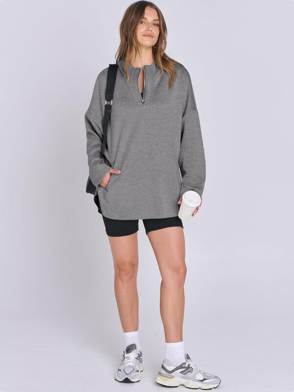 ANRABESS Womens Oversized Hoodie Sweatshirts Half Zip Sweaters Pullover 2024 Fall Tunic Top Trendy Teen Girls Preppy Clothes - Image 7