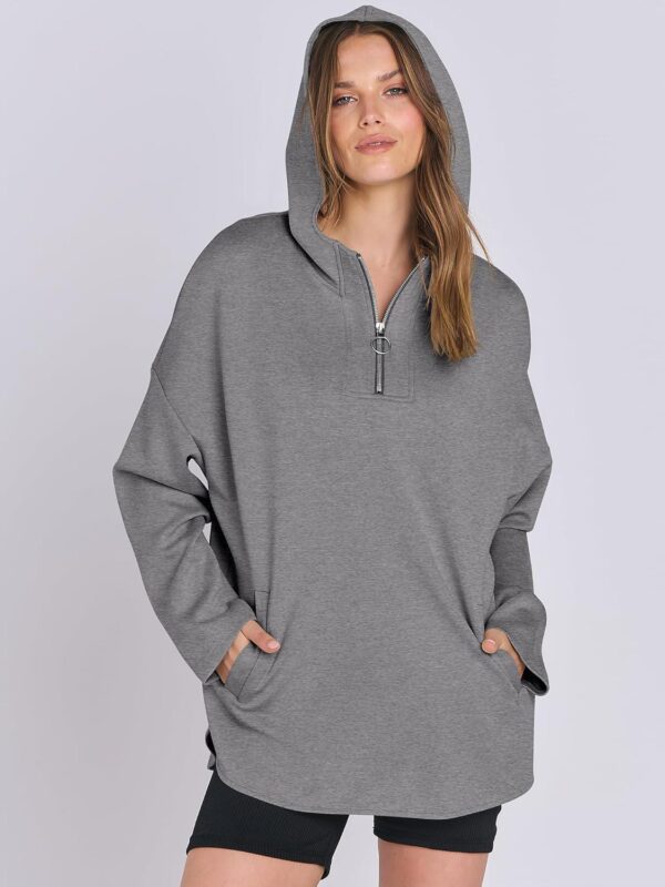 ANRABESS Womens Oversized Hoodie Sweatshirts Half Zip Sweaters Pullover 2024 Fall Tunic Top Trendy Teen Girls Preppy Clothes - Image 6